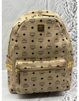 MCM STARK SIDE STUDS BACKPACK IN BEIGE VISETOS LEATHER