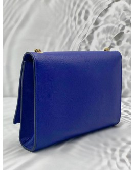 SALVATORE FERRAGAMO MISS VARA CHAIN BAG IN BLUE LEATHER