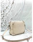 GUCCI TRUNK SHOULDER BAG IN WHITE GG EMBOSSED LEATHER 