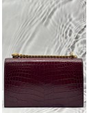 ALEXANDER MCQUEEN THE JEWELLED CHAIN BAG IN BURGUNDY EMBOSSED LEATHER