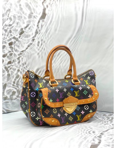 LOUIS VUITTON X TAKASHI MURAKAMI RITA BAG IN BLACK MULTICOLOR MONOGRAM CANVAS