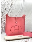 2015 HERMES EVELYN PM IN ROSE CONFETTI EPSOM LEATHER