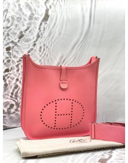 2015 HERMES EVELYN PM IN ROSE CONFETTI EPSOM LEATHER