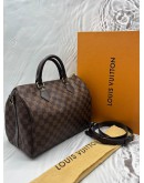 LOUIS VUITTON SPEEDY BANDOULIERE 30 IN BROWN DAMIER EBENE CANVAS -FULL SET- 