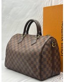 LOUIS VUITTON SPEEDY BANDOULIERE 30 IN BROWN DAMIER EBENE CANVAS -FULL SET- 