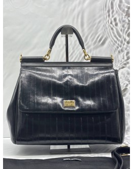 DOLCE & GABBANA MISS SICILY TOTE BAG IN BLACK EEL LEATHER