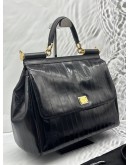 DOLCE & GABBANA MISS SICILY TOTE BAG IN BLACK EEL LEATHER