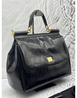 DOLCE & GABBANA MISS SICILY TOTE BAG IN BLACK EEL LEATHER