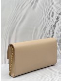 SALVATORE FERRAGAMO GANCINI MINI CHAIN BAG IN BEIGE SAFIANO LEATHER