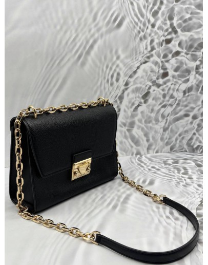 MICHAEL KORS TRIBECA SMALL SHOULDER BAG IN BLACK LEATHER
