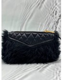 MIU MIU FUR SHOULDER BAG IN BLACK MATELASSE LEATHER
