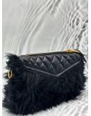 MIU MIU FUR SHOULDER BAG IN BLACK MATELASSE LEATHER