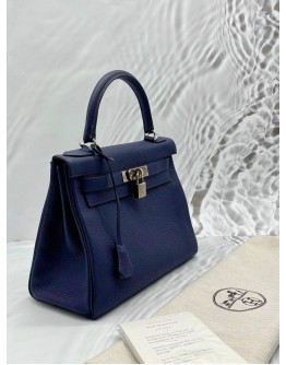 2021 HERMES KELLY 28 IN BLEU DE PRUSSE TOGO LEATHER