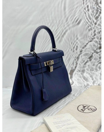 2021 HERMES KELLY 28 IN BLEU DE PRUSSE TOGO LEATHER