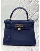 2021 HERMES KELLY 28 IN BLEU DE PRUSSE TOGO LEATHER