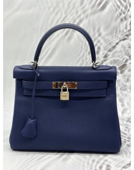 2021 HERMES KELLY 28 IN BLEU DE PRUSSE TOGO LEATHER