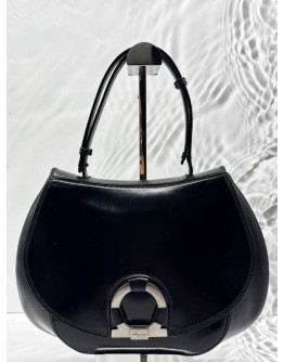 SALVATORE FERRAGAMO GANCINI HANDBAG IN BLACK LEATHER