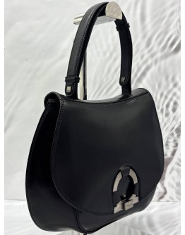 SALVATORE FERRAGAMO GANCINI HANDBAG IN BLACK LEATHER