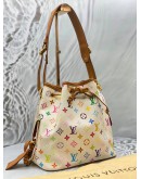 LOUIS VUITTON X TAKASHI MURAKAMI PETIT NOE BUCKET BAG IN WHITE MULTICOLOR MONOGRAM CANVAS
