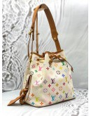 LOUIS VUITTON X TAKASHI MURAKAMI PETIT NOE BUCKET BAG IN WHITE MULTICOLOR MONOGRAM CANVAS