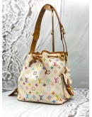 LOUIS VUITTON X TAKASHI MURAKAMI PETIT NOE BUCKET BAG IN WHITE MULTICOLOR MONOGRAM CANVAS