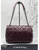 CHANEL NEW PORTOBELLO FLAP BAG IN BURGUNDY AGED CALFSKIN LEATHER