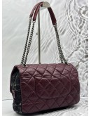 CHANEL NEW PORTOBELLO FLAP BAG IN BURGUNDY AGED CALFSKIN LEATHER
