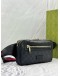 GUCCI BELT BAG IN GREY GG SUPREME CANVAS WITH BLACK LEATHER -FULL SET-