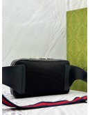 GUCCI BELT BAG IN GREY GG SUPREME CANVAS WITH BLACK LEATHER -FULL SET-