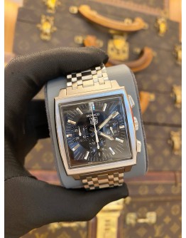 (LIKE NEW) 2010 TAG HEUER MONACO CHRONOGRAPH REF CW2111 BLACK DIAL 38MM AUTOMATIC WATCH -FULL SET-