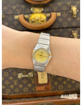 (LIKE NEW) 2016 OMEGA CONSTELLATION LADY 18K 750 YELLOW GOLD REF 123.20.24.60.57.002 MOTHER OF PEARL DIAMOND DIAL 24MM QUARTZ WATCH -FULL SET-