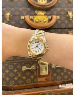 2020 LONGINES HYDROCONQUEST LADIES TWO TONE PVD YELLOW GOLD REF L3.247.3.16.7 WHITE DIAL 29MM QUARTZ WATCH