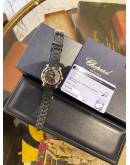 2015 CHOPARD HAPPY SPORT 5 FLOATING DIAMONDS BLACK CERAMIC REF 8475 BLACK DIAL 36MM QUARTZ WATCH