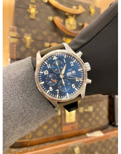 2022 IWC PILOT LE PETIT PRINCE CHRONOGRAPH REF IW377714 BLUE DIAL 43MM AUTOMATIC WATCH