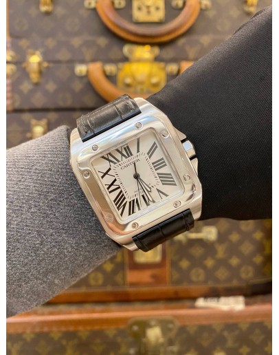 2018 CARTIER SANTOS 100 XL REF 2656 WHITE ROMAN NUMERALS DIAL 38MM X 51MM AUTOMATIC WATCH