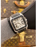 2009 CARTIER SANTOS 100 XL BLACK RUBBER REF 2656 WHITE ROMAN NUMERALS DIAL 38MM X 51MM AUTOMATIC WATCH -FULL SET-