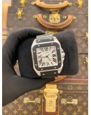 2009 CARTIER SANTOS 100 XL BLACK RUBBER REF 2656 WHITE ROMAN NUMERALS DIAL 38MM X 51MM AUTOMATIC WATCH -FULL SET-