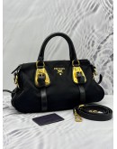 PRADA SMALL TOTE BAG IN BLACK NYLON WITH LEATHER