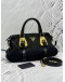 PRADA SMALL TOTE BAG IN BLACK NYLON WITH LEATHER
