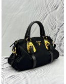 PRADA SMALL TOTE BAG IN BLACK NYLON WITH LEATHER