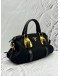 PRADA SMALL TOTE BAG IN BLACK NYLON WITH LEATHER