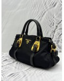PRADA SMALL TOTE BAG IN BLACK NYLON WITH LEATHER
