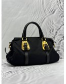 PRADA SMALL TOTE BAG IN BLACK NYLON WITH LEATHER