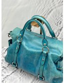 MIU MIU BOW TOTE BAG IN BLUE TURQUOISE VITELLO LEATHER