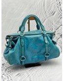 MIU MIU BOW TOTE BAG IN BLUE TURQUOISE VITELLO LEATHER
