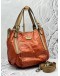 TOD’S G-LINE HOBO BAG IN ORANGE CANVAS WITH LIGHT BROWN LEATHER