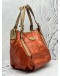 TOD’S G-LINE HOBO BAG IN ORANGE CANVAS WITH LIGHT BROWN LEATHER