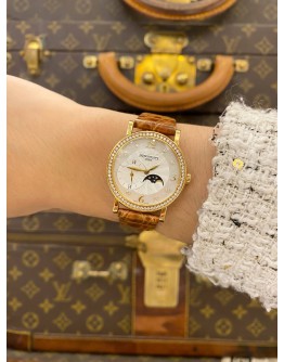 (LIKE NEW) 2013 PATEK PHILIPPE CALATRAVA MOONPHASE DIAMOND 18K 750 YELLOW GOLD REF 4958J MOTHER OF PEARL DIAL 31MM MANUAL WINDING WATCH -FULL SET-