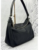FENDI HOBO SHOULDER BAG IN BLACK FF SIGNATURE NYLON WITH LEATHER