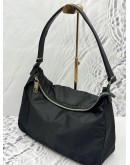 FENDI HOBO SHOULDER BAG IN BLACK FF SIGNATURE NYLON WITH LEATHER